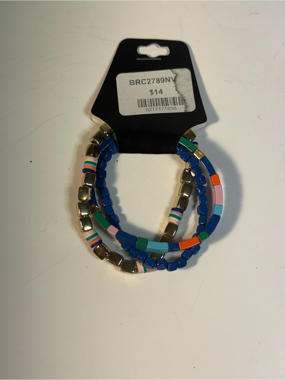 3 Beaded Stretch Bracelet Set - Navy Multicolor